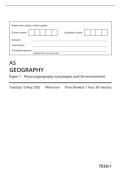 AQA MERGED QUESTION PAPER AND MARK SCHEME 2025 ASGEOGRAPHY7036&sol;1 Paper 1 Physical geography and people and the environment