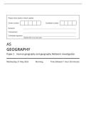 AQA MERGED QUESTION PAPER AND MARK SCHEME 2025 AS GEOGRAPHY 7036&sol;2 Paper 2  Human geography and geography fieldwork investigation 