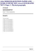 AQA MERGED QUESTION PAPER AND MARK SCHEME 2025 A-level GEOGRAPHY 7037&sol;1 Paper 1  Physical geography 