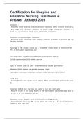 Certification for Hospice and Palliative Nursing Questions & Answer Updated 2026