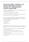 Community EXAM 1&colon; Test Bank - The Nurse in Home Health & Hospice &lpar;Chapter 30&comma; P 238&rpar; Questions & Answers Updated 2026