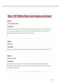 History 1301 Midterm Review Exam Questions and Answers