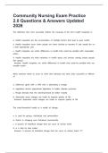 Community Nursing Exam Practice 2&period;0 Questions & Answers Updated 2026
