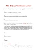 NSG 451 Quiz 3 Questions and Answers