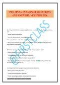 PTU FINAL EXAM PREP QUESTIONS AND ANSWERS&period; VERIFIED 2026&period;