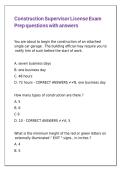Construction Supervisor License Exam Prep questions with answers