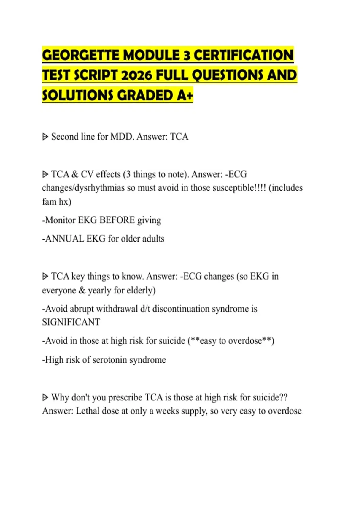 GEORGETTE MODULE 3 CERTIFICATION TEST SCRIPT 2026 FULL QUESTIONS AND ...