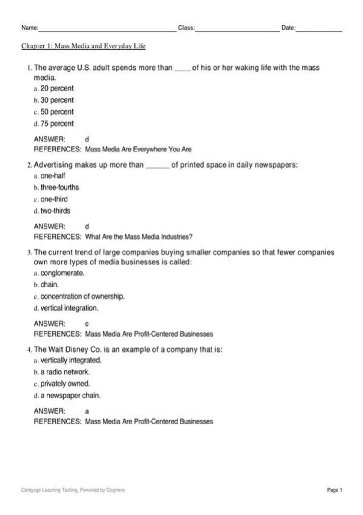 practice test bank questions, final exam : Media:Impact An Introduction ...