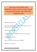 WASTEWATER OPERATOR CERTIFICATION STUDY GUIDE GRADE 1 EXAM QUESTIONS AND ANSWERS&period; VERIFIED 2026&period;