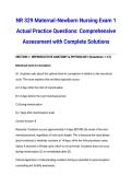 NR 329 Maternal-Newborn Nursing Exam 1 Actual Practice Questions&colon; Comprehensive Assessment with Complete Solutions