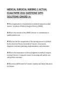 MEDICAL SURGICAL NURSING 2 ACTUAL EXAM PAPER 2026 QUESTIONS WITH SOLUTIONS GRADED A&plus;