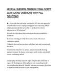 MEDICAL SURGICAL NURSING 2 FINAL SCRIPT 2026 SOLVED QUESTIONS WITH FULL SOLUTIONS