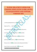 WATER TREATMENT OPERATOR CERTIFICATION STUDY GUIDE &lpar;AWWA&rpar; EXAM QUESTIONS AND ANSWERS&period; VERIFIED 2026&period;