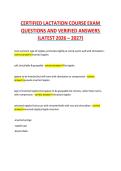 CERTIFIED LACTATION COURSE EXAM  QUESTIONS AND VERIFIED ANSWERS  &lpar;LATEST 2026 &ndash; 2027&rpar;  