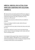 MEDICAL SURGICAL RN B ACTUAL EXAM PAPER 2026 QUESTIONS WITH SOLUTIONS GRADED A&plus;
