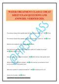 WATER TREATMENT CLASS E CHEAT SHEET EXAM QUESTIONS AND ANSWERS&period; VERIFIED 2026&period;