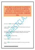WGU D665 LEARNER DEVELOPMENT AND THE SCIENCE OF LEARNING SECTION 1&colon; NEUROSCIENCE&period; EXAM QUESTIONS AND ANSWERS&period; VERIFIED 2026&period;