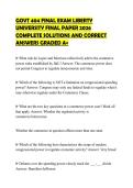 GOVT 404 FINAL EXAM LIBERTY UNIVERSITY FINAL PAPER 2026 COMPLETE SOLUTIONS AND CORRECT ANSWERS GRADED A&plus;