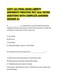 GOVT 404 FINAL EXAM LIBERTY UNIVERSITY PRACTICE TEST 2026 TESTED QUESTIONS WITH COMPLETE ANSWERS GRADED A&plus;