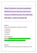 Illinois Pharmacist Licensing Examination  &lpar;NAPLEX&rpar; Practice Questions And Correct  Answers &lpar;Verified Answers&rpar; Plus Rationales  2026 Q&A &vert; Instant Download Pdf
