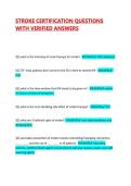 STROKE CERTIFICATION QUESTIONS WITH VERIFIED ANSWERS  2026