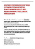 GOVT 2306&colon;TEXAS GOVERNMENT &lpar;EXAM 1&rpar; EXAM WITH CORRECT ACTUAL QUESTIONS AND CORRECTLY WELL DEFINED ANSWERS LATEST ALREADY GRADED A&plus; 2026