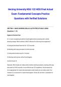 Herzing University NSG 122 HESI Final Actual Exam&colon; Fundamental Concepts Practice Questions with Verified Solutions