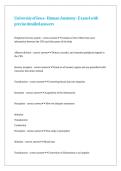 University of Iowa - Human Anatomy - Exam 4 with precise detailed answers