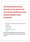 State Histotechnologist Licensing  Examination Practice Questions And  Correct Answers &lpar;Verified Answers&rpar; Plus  Rationales 2026 Q&A &vert; Instant  Download Pdf