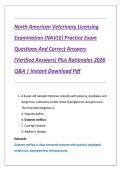 North American Veterinary Licensing  Examination &lpar;NAVLE&rpar; Practice Exam  Questions And Correct Answers  &lpar;Verified Answers&rpar; Plus Rationales 2026  Q&A &vert; Instant Download Pdf 