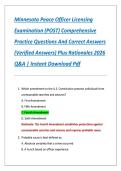 Minnesota Peace Officer Licensing  Examination &lpar;POST&rpar; Comprehensive  Practice Questions And Correct Answers  &lpar;Verified Answers&rpar; Plus Rationales 2026  Q&A &vert; Instant Download Pdf 
