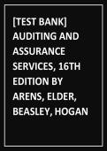 &lbrack;TEST BANK&rsqb; AUDITING AND ASSURANCE SERVICES&comma; 16TH EDITION BY ARENS&comma; ELDER&comma; BEASLEY&comma; HOGAN
