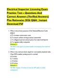 Electrical Inspector Licensing Exam  Practice Test &ndash; Questions And  Correct Answers &lpar;Verified Answers&rpar;  Plus Rationales 2026 Q&A &vert; Instant  Download Pdf 