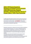 ANCC FNP Board Questions Questions & Verified Correct Answers  &vert; ADA DM Screening&comma; OsgoodSchlatter&comma; Temporal Arteritis&comma; Narrow TI  Drugs & More &vert; 100&percnt; Pass Guarantee