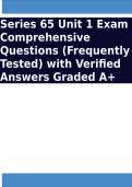Series 65 Unit 1 Exam Comprehensive Questions &lpar;Frequently Tested&rpar; with Verified Answers Graded A&plus;