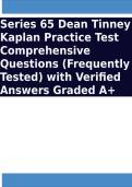 Series 65 Dean Tinney Kaplan Practice Test Comprehensive Questions &lpar;Frequently Tested&rpar; with Verified Answers Graded A&plus;
