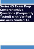 Series 65 Comprehensive Questions &lpar;Frequently Tested&rpar; with Verified Answers Graded A  Package Deal