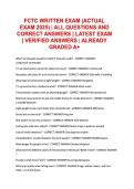 FCTC WRITTEN EXAM &lpar;ACTUAL  EXAM 2026&rpar; &vert; ALL QUESTIONS AND  CORRECT ANSWERS &vert; LATEST EXAM  &vert; VERIFIED ANSWERS &vert; ALREADY  GRADED A&plus;