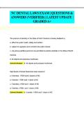 NC DENTAL LAWS EXAM &vert; QUESTIONS &  ANSWERS &lpar;VERIFIED&rpar; &vert; LATEST UPDATE &vert;  GRADED A&plus;
