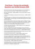 Final Exam - Florida Life and Health Questions and Verified Answers 2026