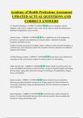 Academy of Health Professions Assessment  UPDATED ACTUAL QUESTIONS AND  CORRECT ANSWERS