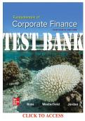 TEST BANK For Fundamentals of Corporate Finance&comma; 13th Edition by Ross&comma; Westerfield&comma; Chapters 1 - 27&comma; Complete