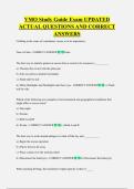 VMO Study Guide Exam UPDATED  ACTUAL QUESTIONS AND CORRECT  ANSWERS