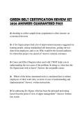 GREEN BELT CERTIFICATION REVIEW SET 2026 ANSWERS GUARANTEED PASS