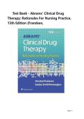 Test Bank - Abrams&rsquo; Clinical Drug Therapy&colon; Rationales for Nursing Practice&comma; 13th Edition &lpar;Frandsen&comma; 2026&rpar;Newest Edition