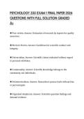 PSYCHOLOGY 255 EXAM 1 FINAL PAPER 2026 QUESTIONS WITH FULL SOLUTION GRADED A&plus;