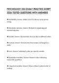 PSYCHOLOGY 255 EXAM 1 PRACTICE SCRIPT 2026 TESTED QUESTIONS WITH ANSWERS