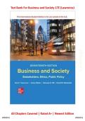 Test Bank  &ndash; Business and Society&colon; Stakeholders&comma; Ethics&comma; Public Policy &lpar;17th Edition&rpar; By Anne Lawrence &vert; All Chapters Covered &vert; Rated A&plus; &vert; Newest Edition