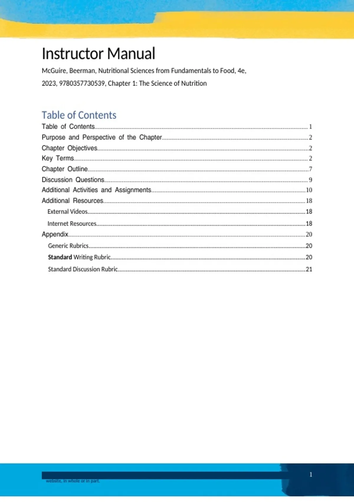 Summary solutions manual, textbook answers: Nutritional Sciences From ...