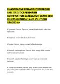 QUANTITATIVE RESEARCH TECHNIQUES AND STATISTICS PEREGRINE CERTIFICATION EVALUATION EXAMS 2026 SOLVED QUESTIONS AND SOLUTIONS GRADED A&plus;